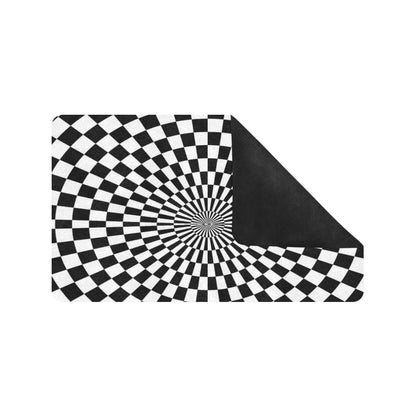 Checkered Flag Optical illusion Rubber Doormat