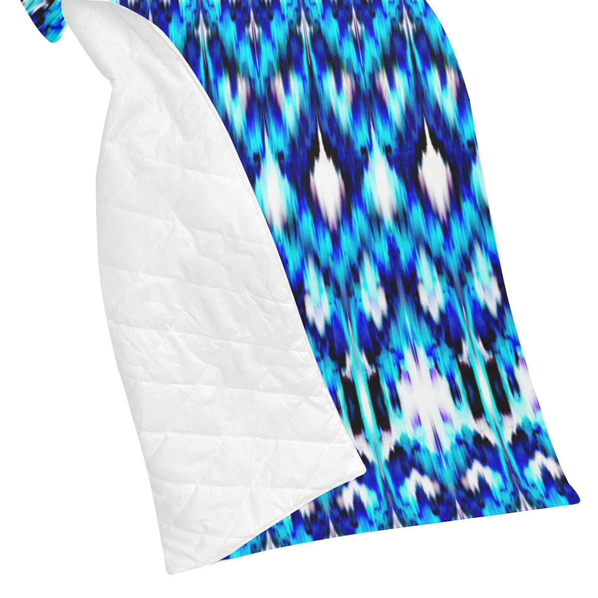 Ikat Blue Pattern Print Design 01 Premium Quilt