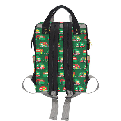 Camper Camping Christmas Themed Print Diaper Bag Backpack