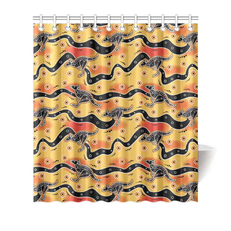 Kangaroos Aboriginal  Pattern Print Design 06 Shower Curtain