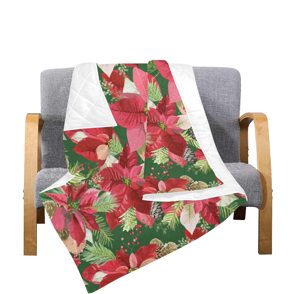 Poinsettia Pattern Print Design POT03 Premium Quilt