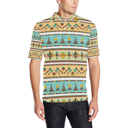 American indian Life Pattern Men Polo Shirt