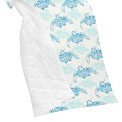 Sea Turtle Pattern Print Design T01 Premium Quilt