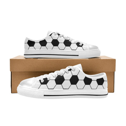 Soccer Ball Texture Print Design LKS303 Women's White Low Top Shoes