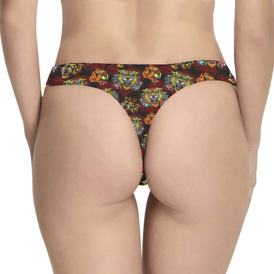 Tattoo Tiger Colorful Design Women's Thongs