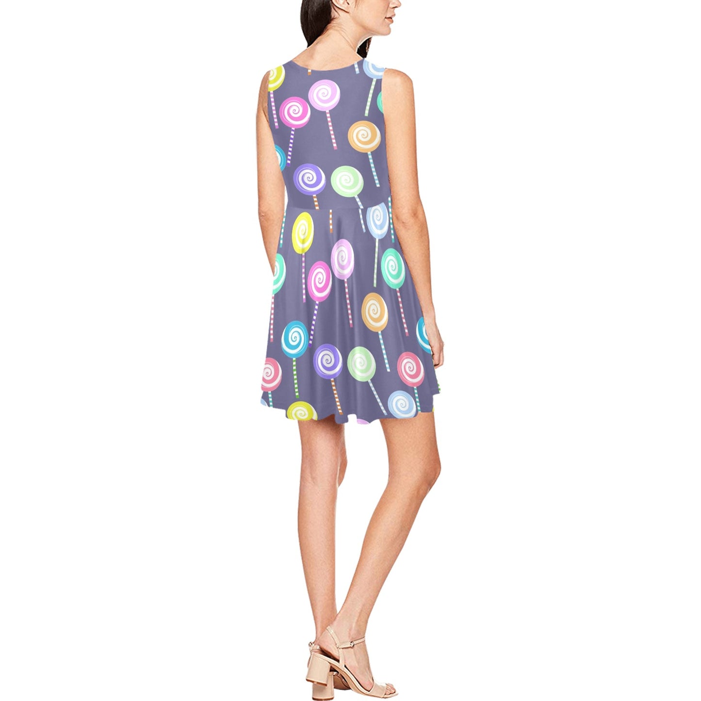 Lollipop Pattern Print Design LL03 Sleeveless Dress