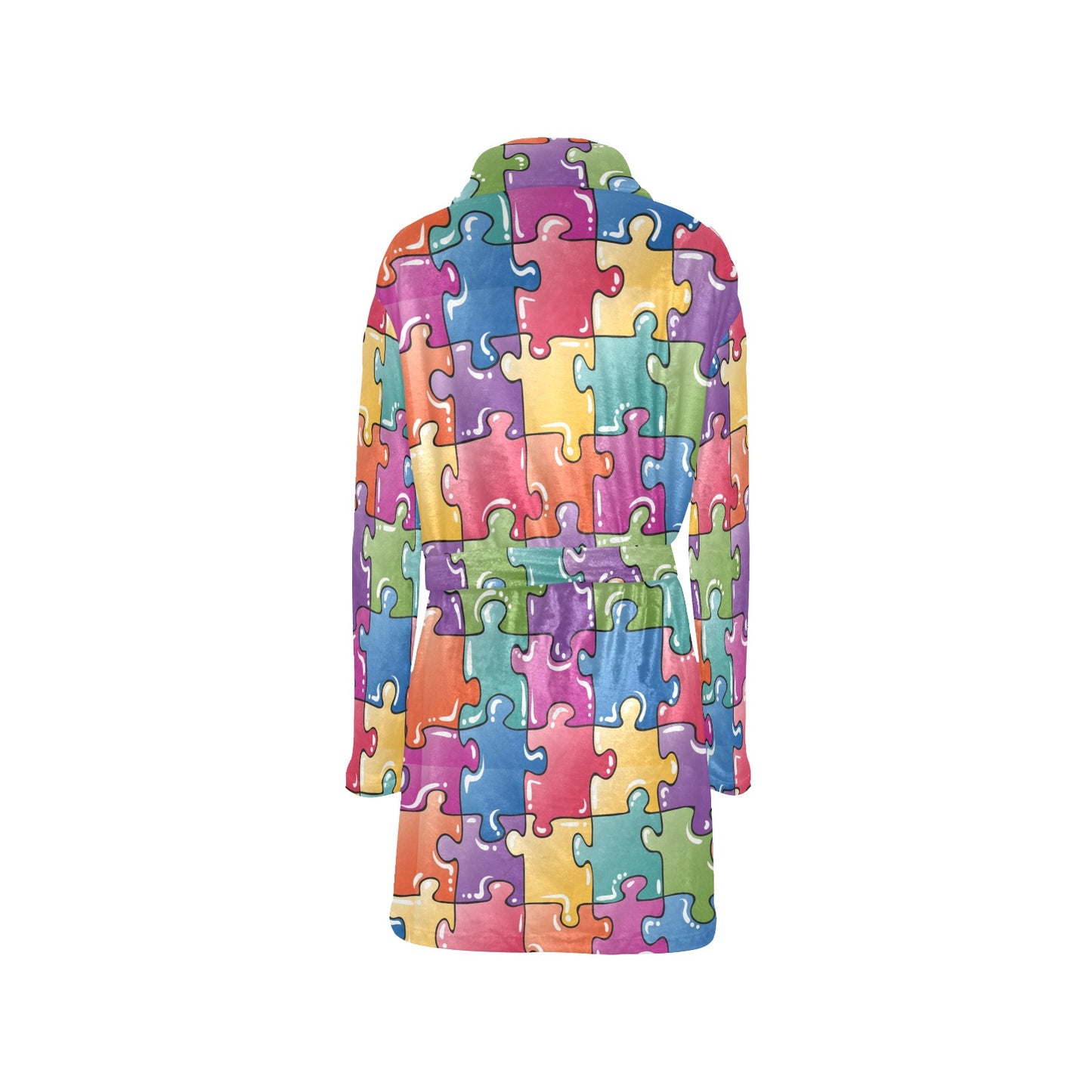 Puzzle Pattern Print Design A05 Women's Fleece Robe