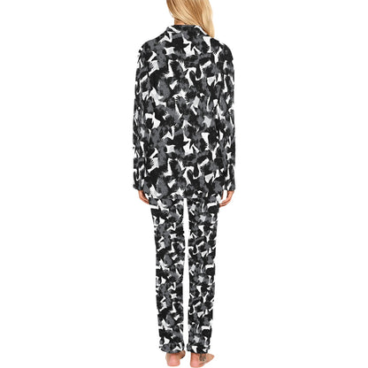 Crow Pattern Print Design 01 Women's Long Pajama Set