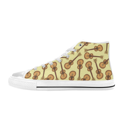 Acoustic Guitar Print Design LKS402 Men's High Top Canvas Shoes