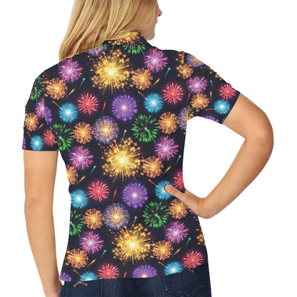 Firework Print Design LKS305 Women's Polo Shirt