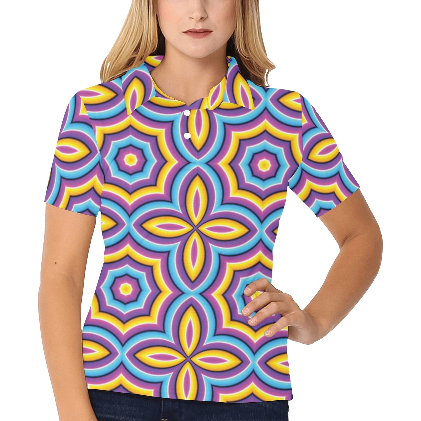 Optical illusion Pattern Print Design A03 Women's Polo Shirt