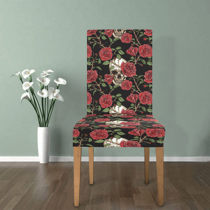 Skull And Roses Print Design LKS303 Dining Chair Slipcover