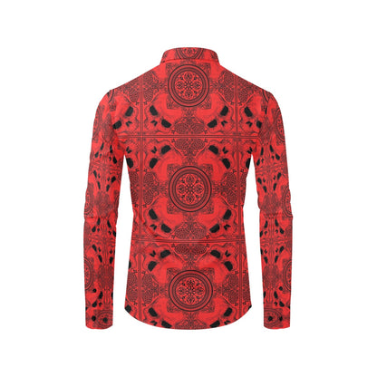 Bandana Red Print Design LKS304 Men's Long Sleeve Dress Shirt