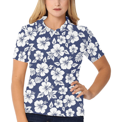 Hibiscus Pattern Print Design HB012 Women's Polo Shirt