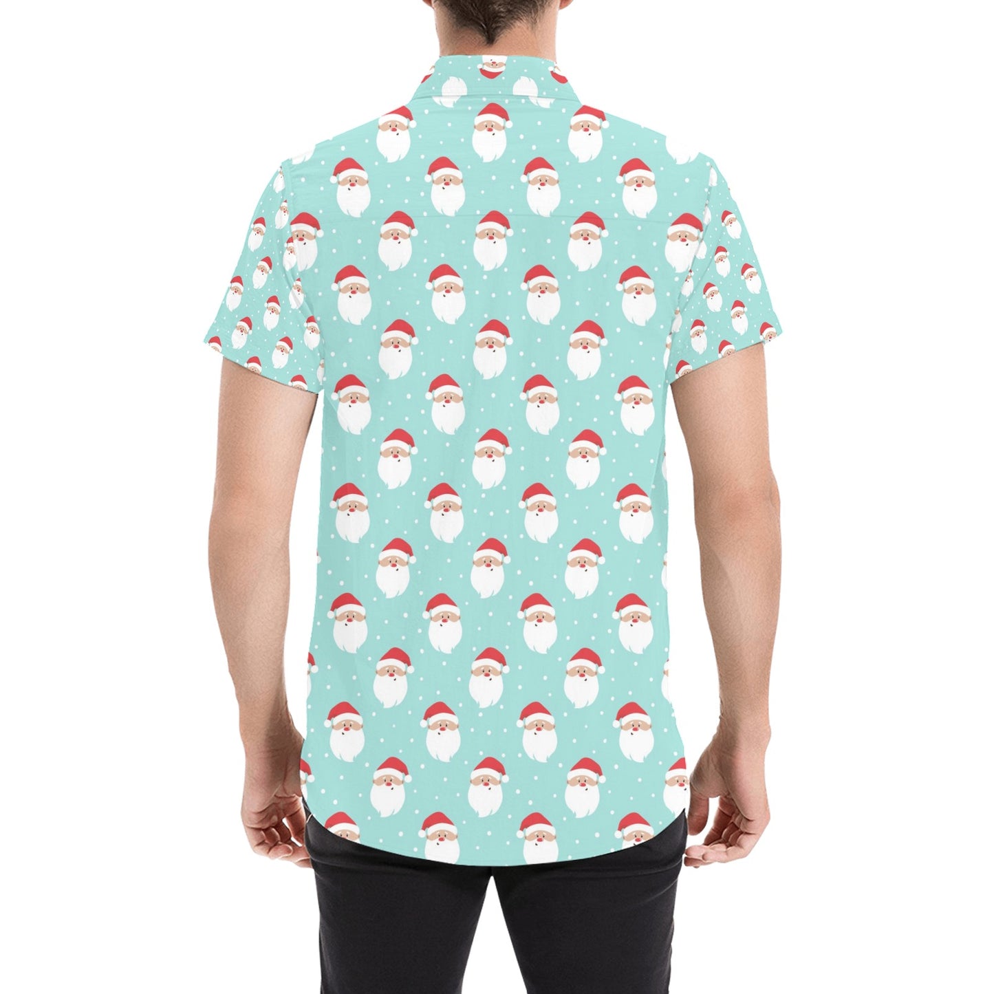 Santa Print Design LKS308 Men Short Sleeve Button Up Shirt