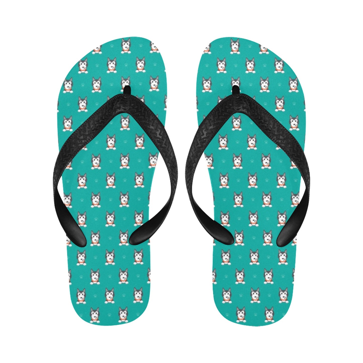 Siberian Huskies Print Design LKS304 Flip Flops