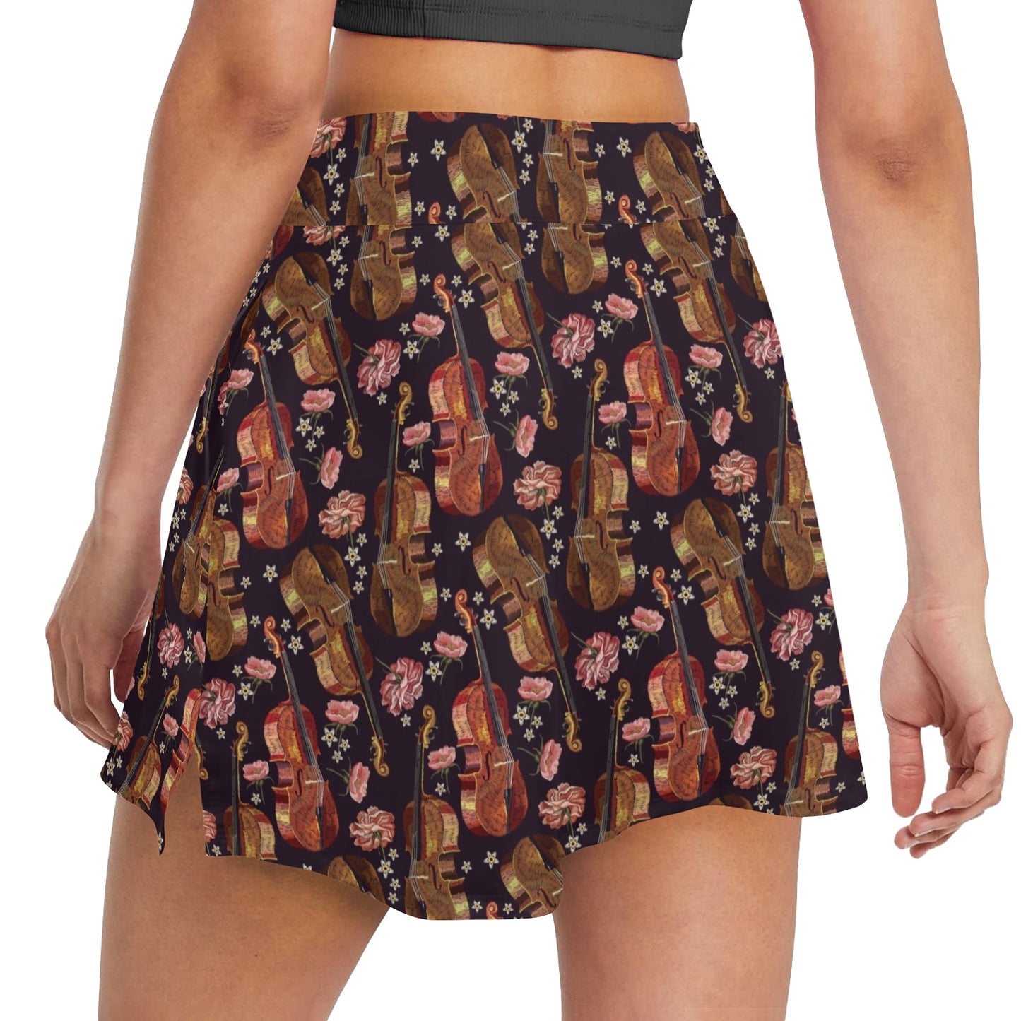 Violin Print Design LKS402 17" Golf & Pickleball Skort with Pockets