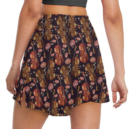 Violin Print Design LKS402 17" Golf & Pickleball Skort with Pockets