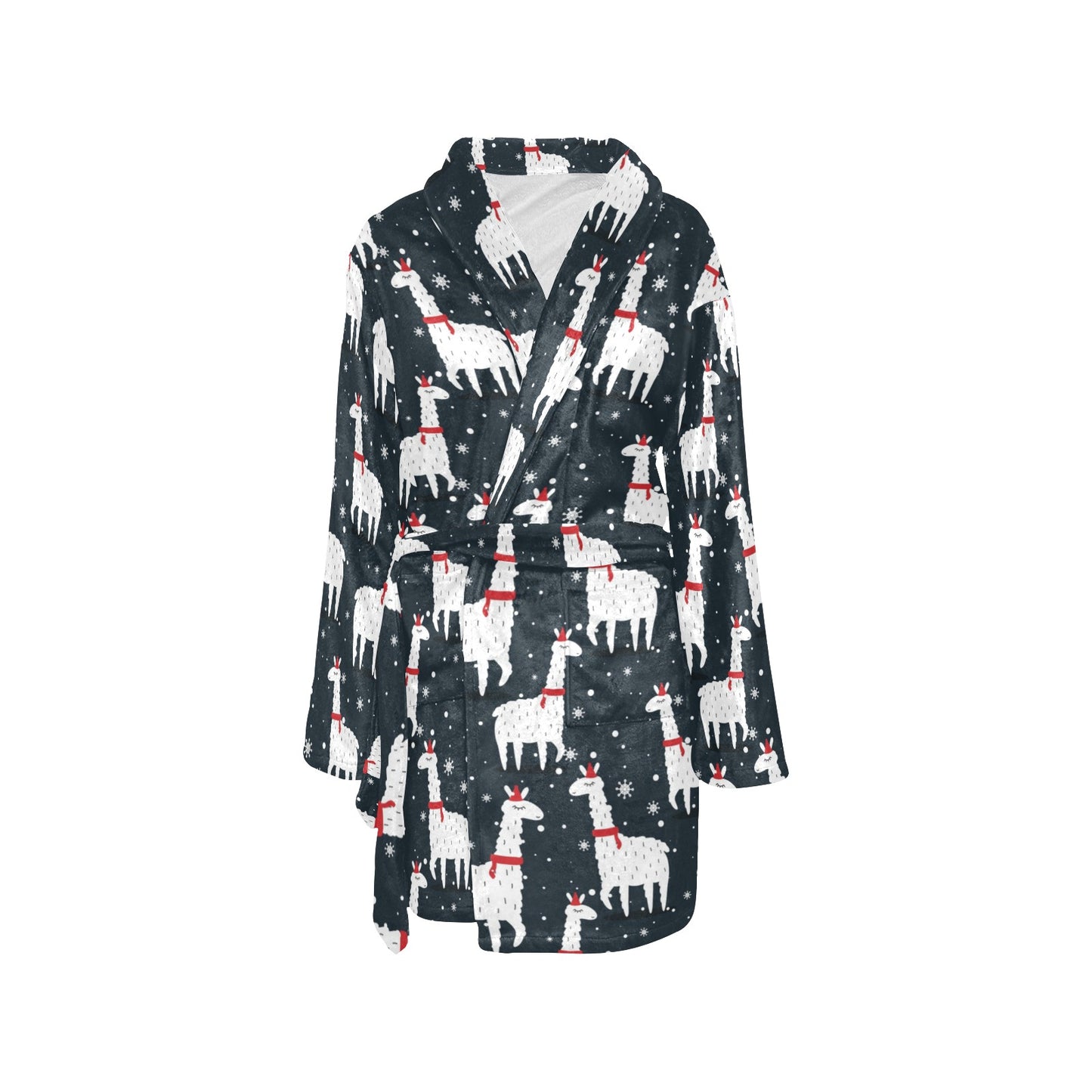 Alpaca Pattern Print Design 04 Women's Fleece Robe