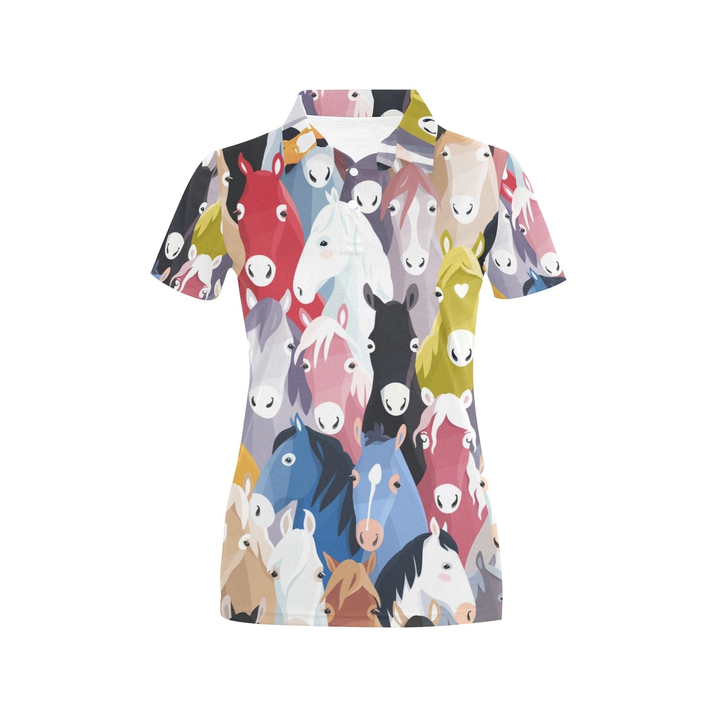 Colorful Horse Pattern Women's Polo Shirt