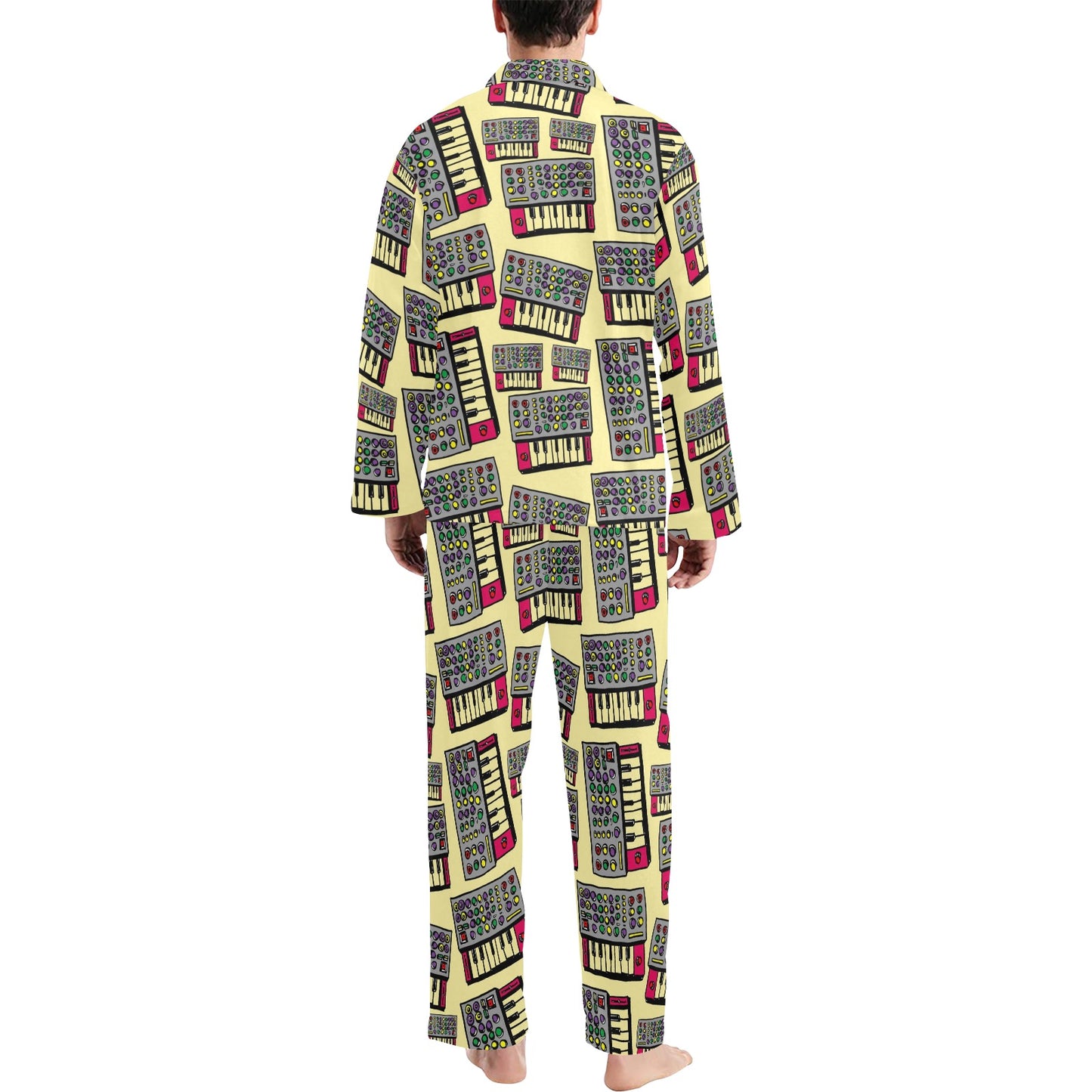 Synthesizer Pattern Print Design 01 Men's Long Pajama Set