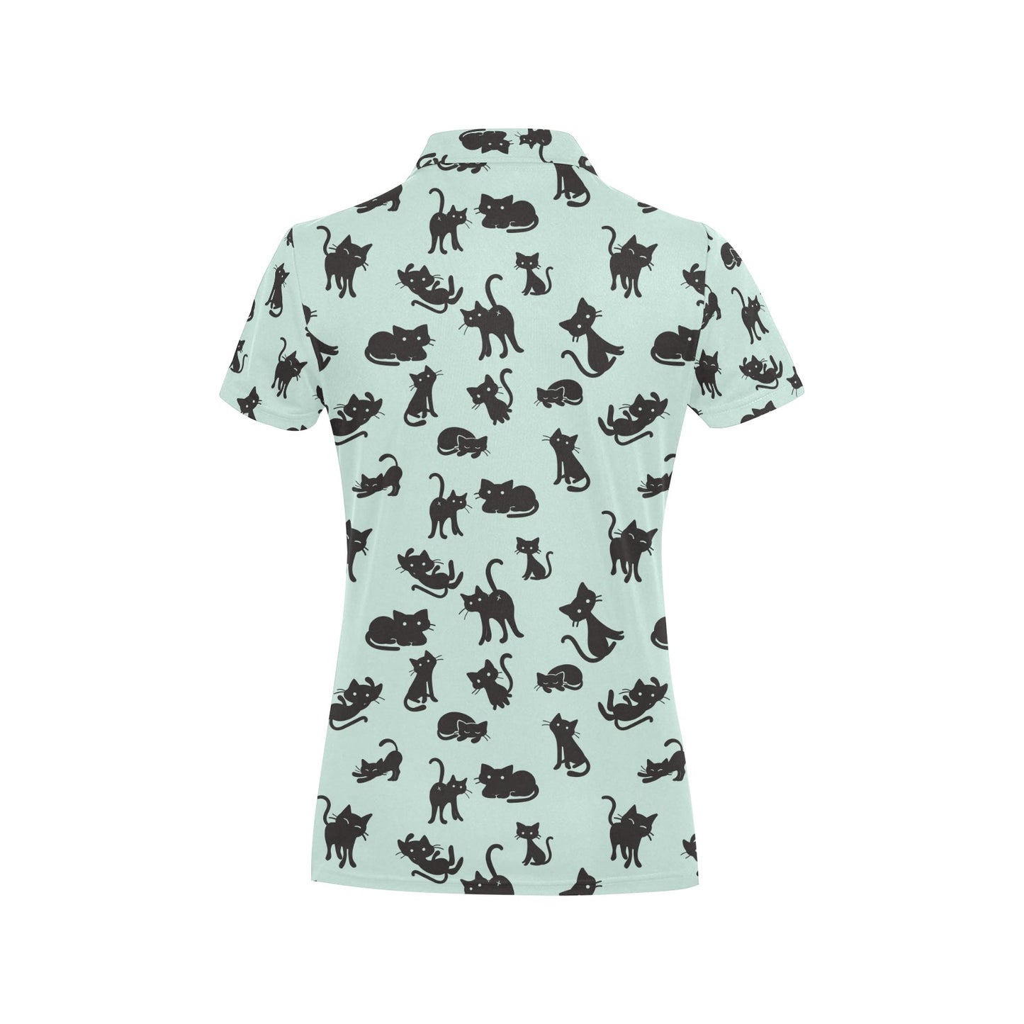 Black Cat Pattern Print Design 04 Women's Polo Shirt