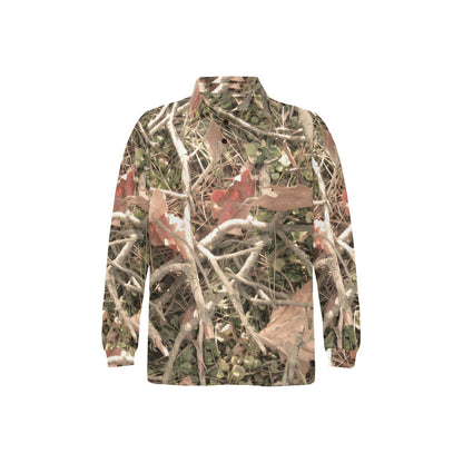 Camouflage Realistic Tree Authumn Print Long Sleeve Polo Shirt For Men's