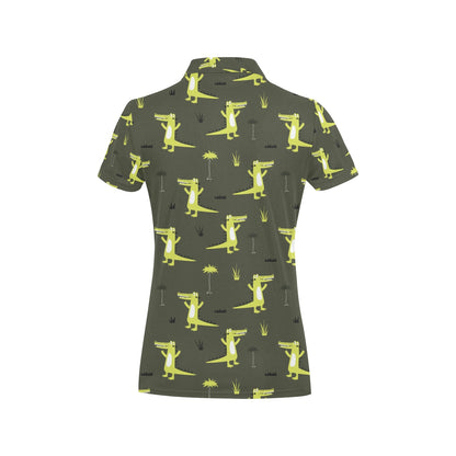 Alligator Pattern Print Design 05 Women's Polo Shirt