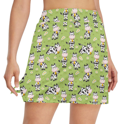 Cattle Print Design LKS401 17" Golf & Pickleball Skort with Pockets