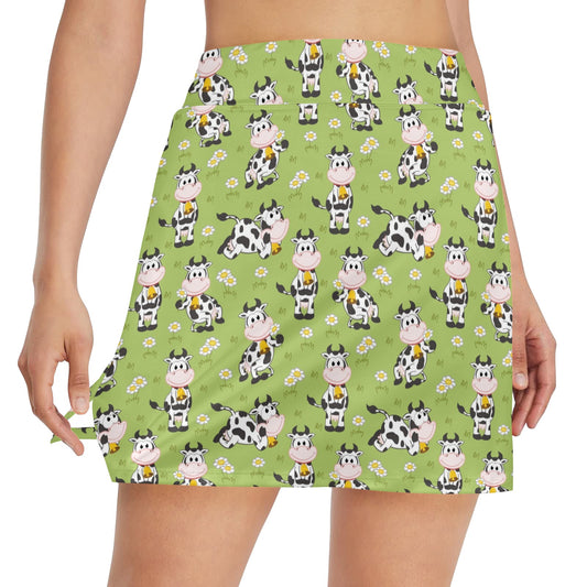 Cattle Print Design LKS401 17" Golf & Pickleball Skort with Pockets