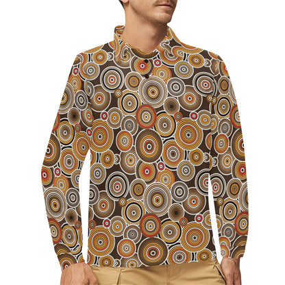 Aboriginal Print Design LKS402 Long Sleeve Polo Shirt For Men's