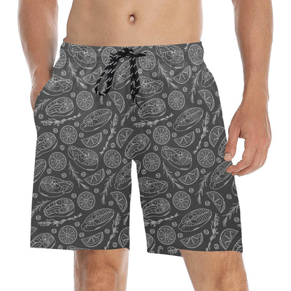 Steak Print Design LKS301 Men's Swim Trunks Beach Shorts