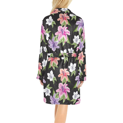 Lily Pattern Print Design LY02 Women's Fleece Robe