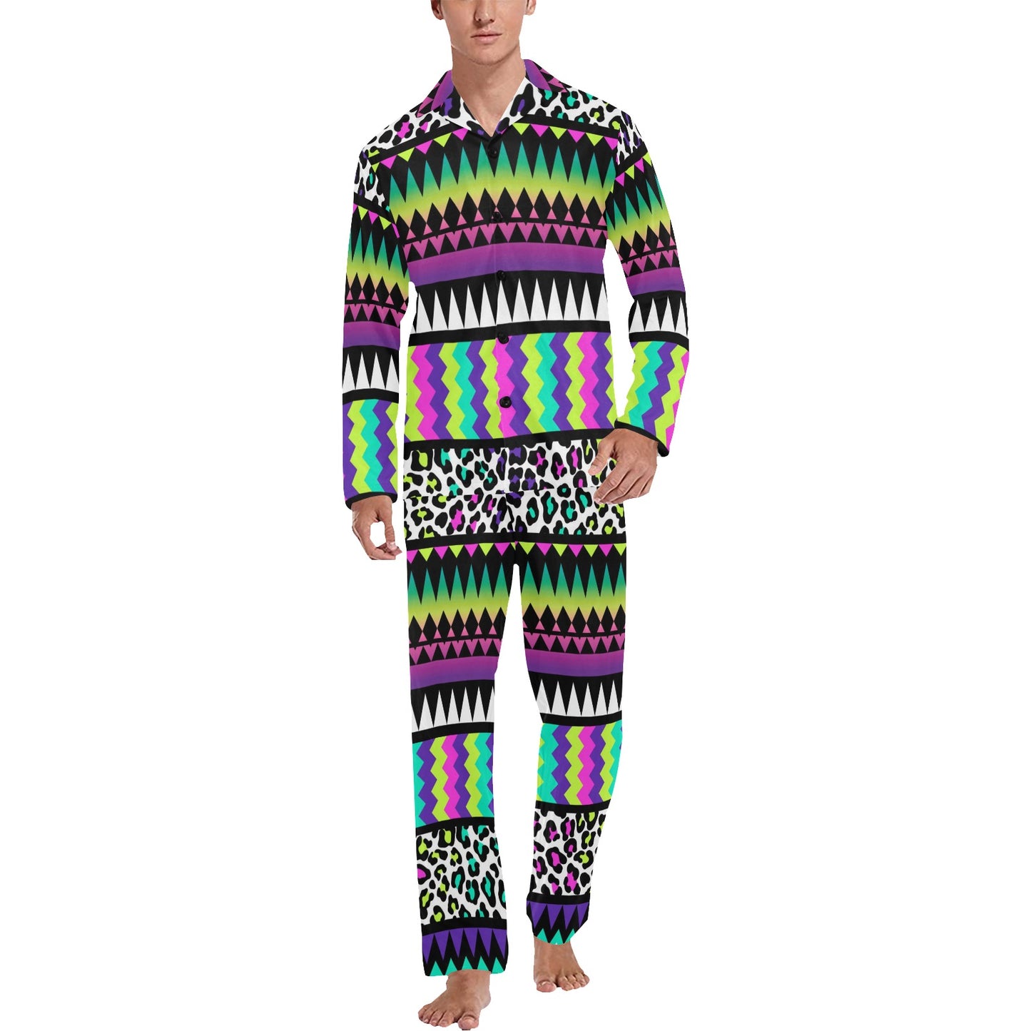 Animal Skin Aztec Rainbow Men's Long Pajama Set
