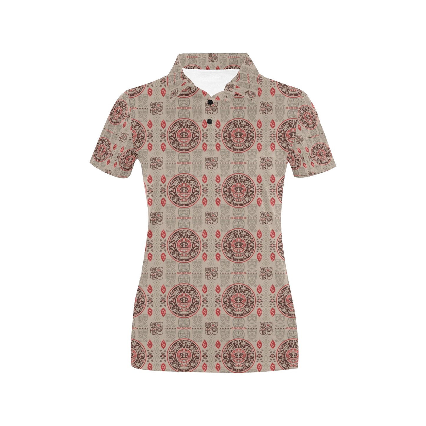 Calendar Aztec Print Pattern Women's Polo Shirt