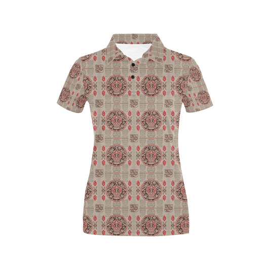Calendar Aztec Print Pattern Women's Polo Shirt