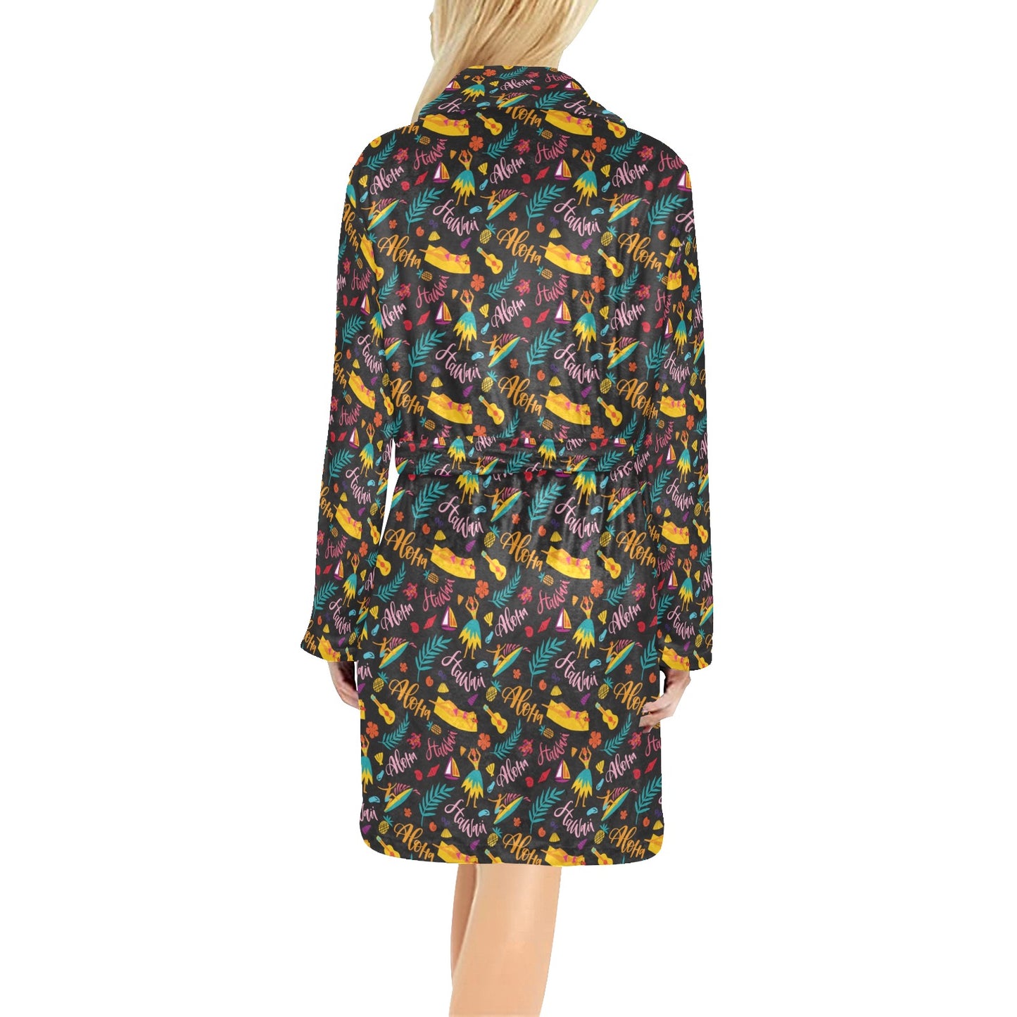 Aloha Hawaii Summer Design Themed Print Women's Fleece Robe