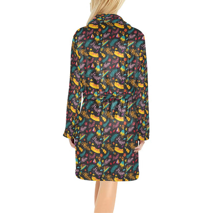 Aloha Hawaii Summer Design Themed Print Women's Fleece Robe