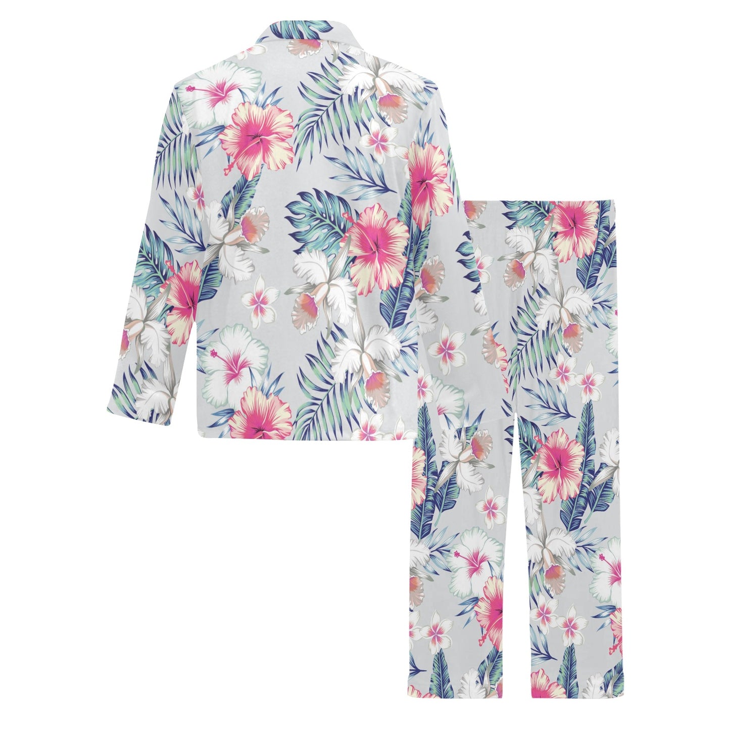 Hibiscus Print Men's Long Pajama Set