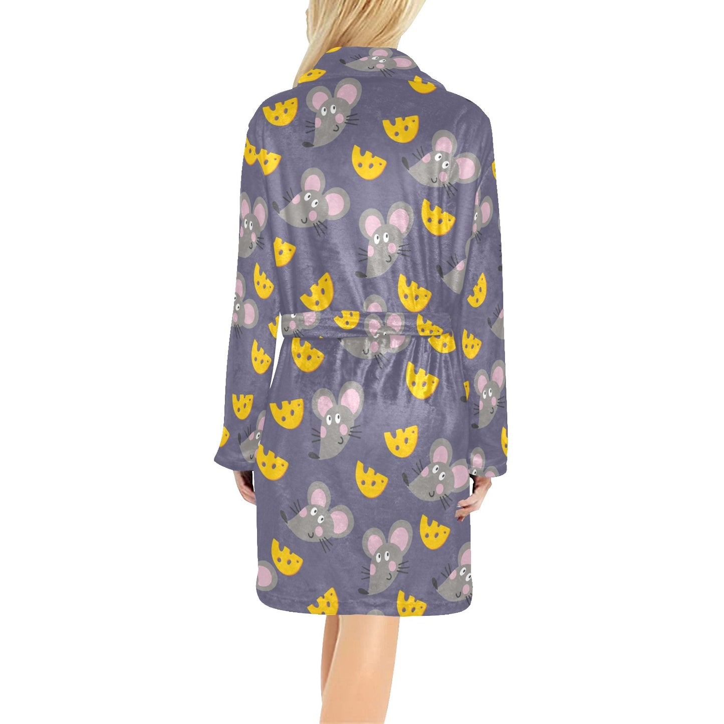 Rat With Cheese Pattern Print Design 01 Women's Fleece Robe