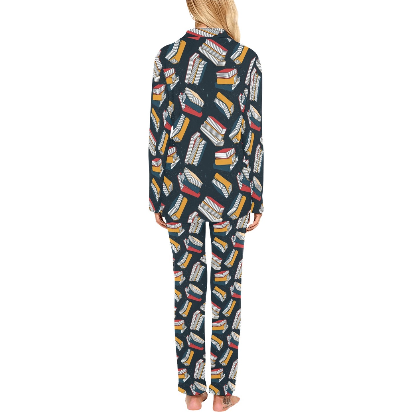 Book Pattern Print Design 07 Women's Long Pajama Set