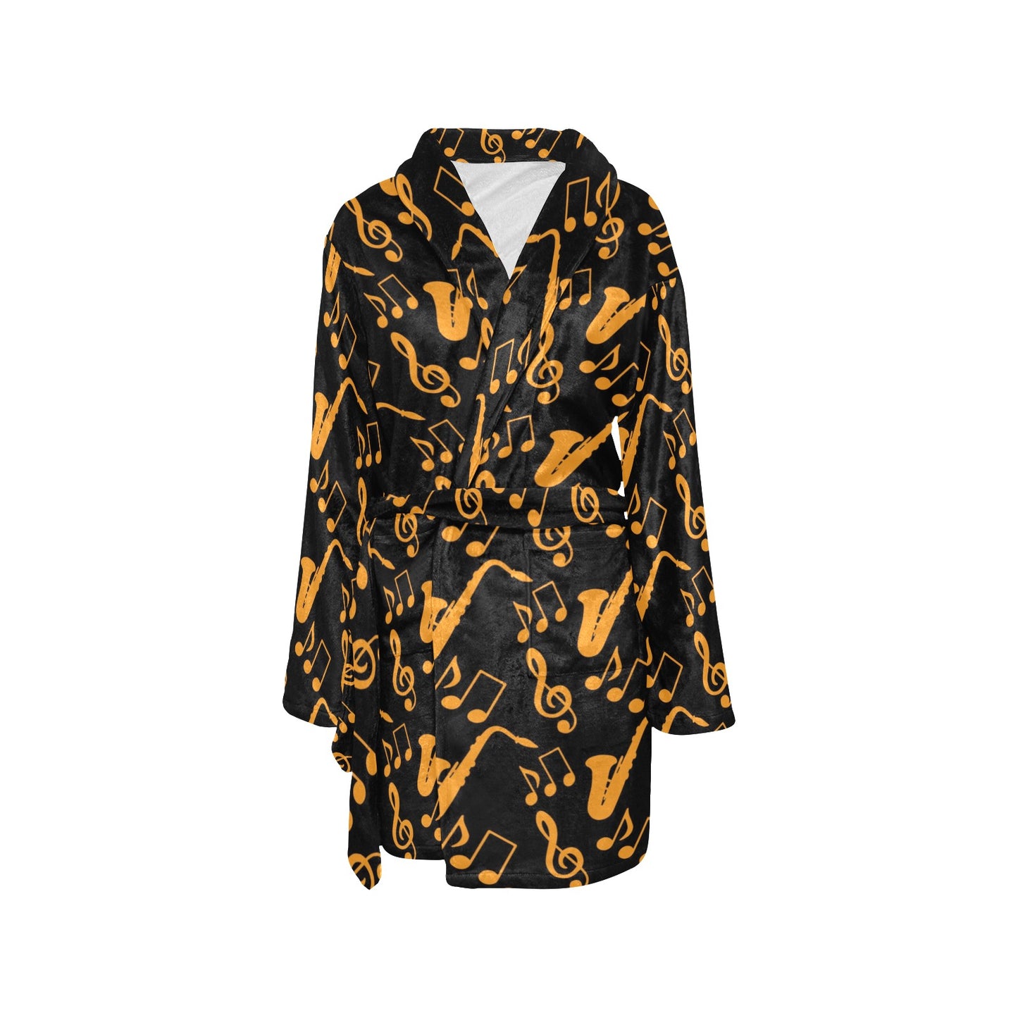Saxophone Pattern Print Design 02 Women's Fleece Robe