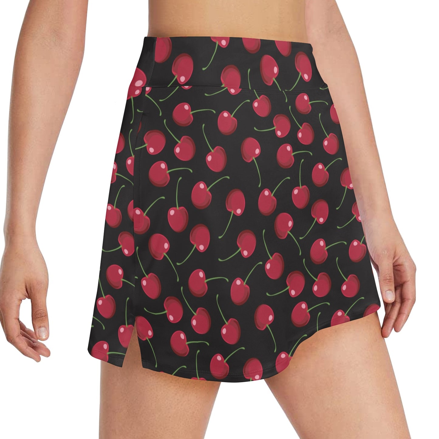 Cherry Black Background 17" Golf & Pickleball Skort with Pockets