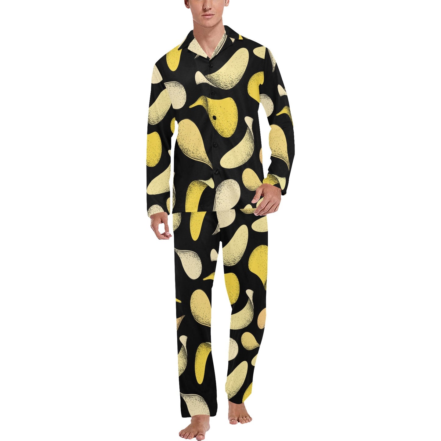 Potato Pattern Print Design A02 Men's Long Pajama Set
