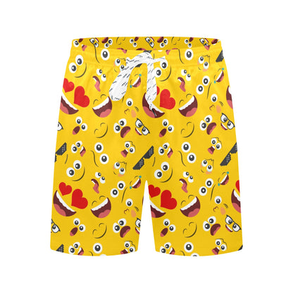Emoji Face Print Pattern Men's Swim Trunks Beach Shorts