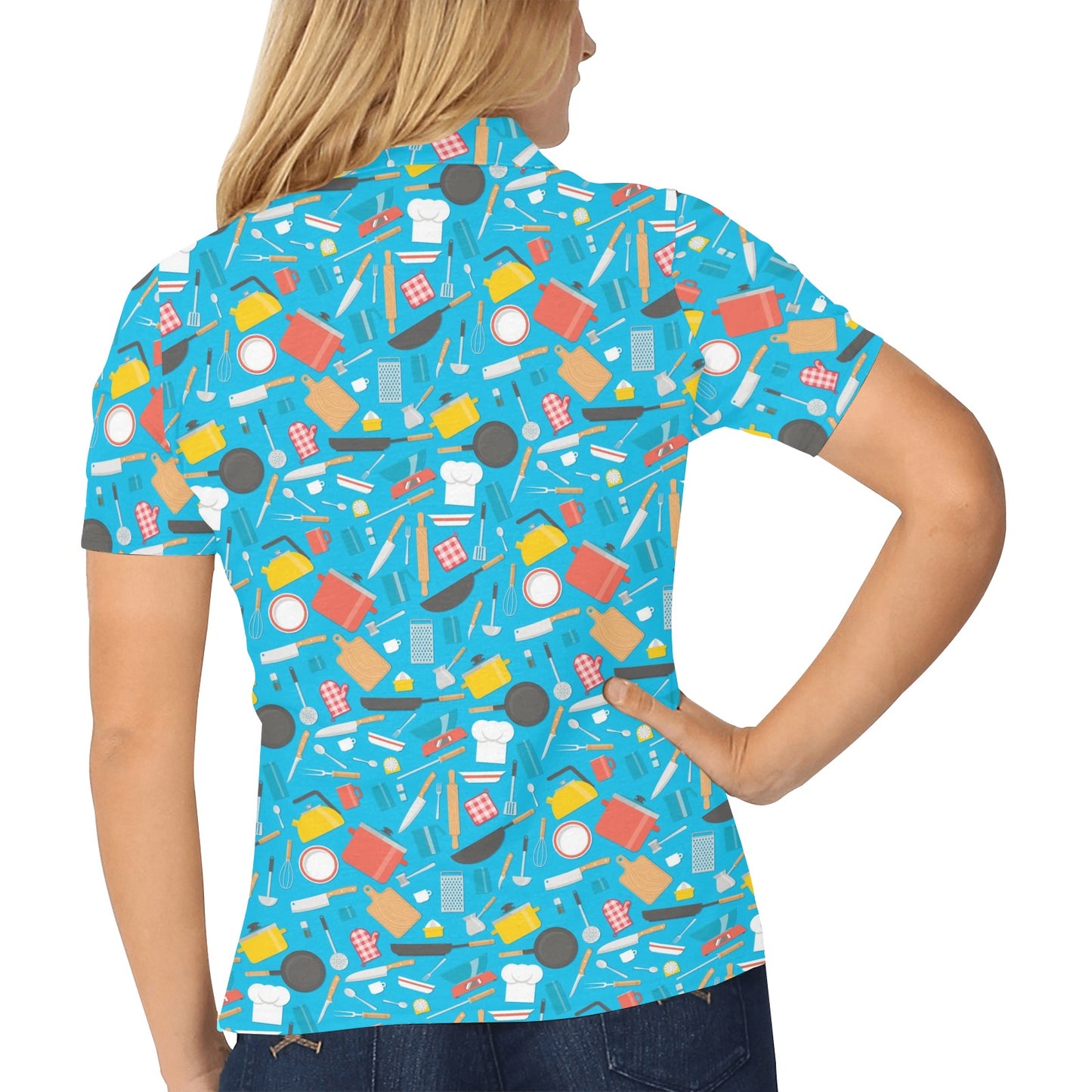 Cooking Kitchen Tools Pattern Print Design 03 Women's Polo Shirt