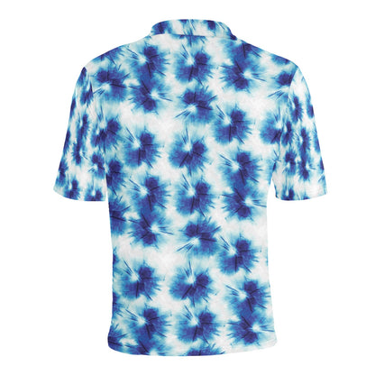 Tie Dye Blue Print Design LKS305 Men Polo Shirt