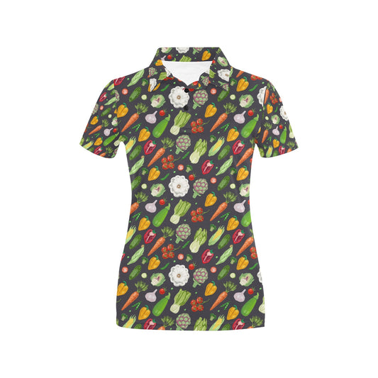Vegan Pattern Themed Design Print Women's Polo Shirt