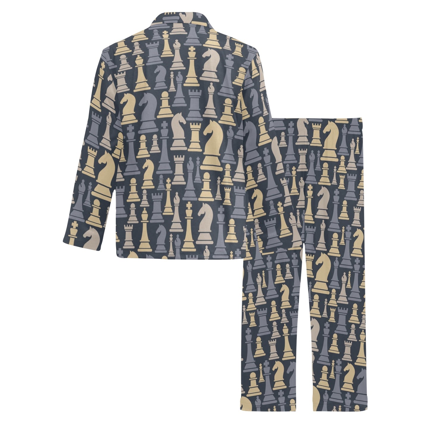 Chess Pattern Print Design 04 Men's Long Pajama Set