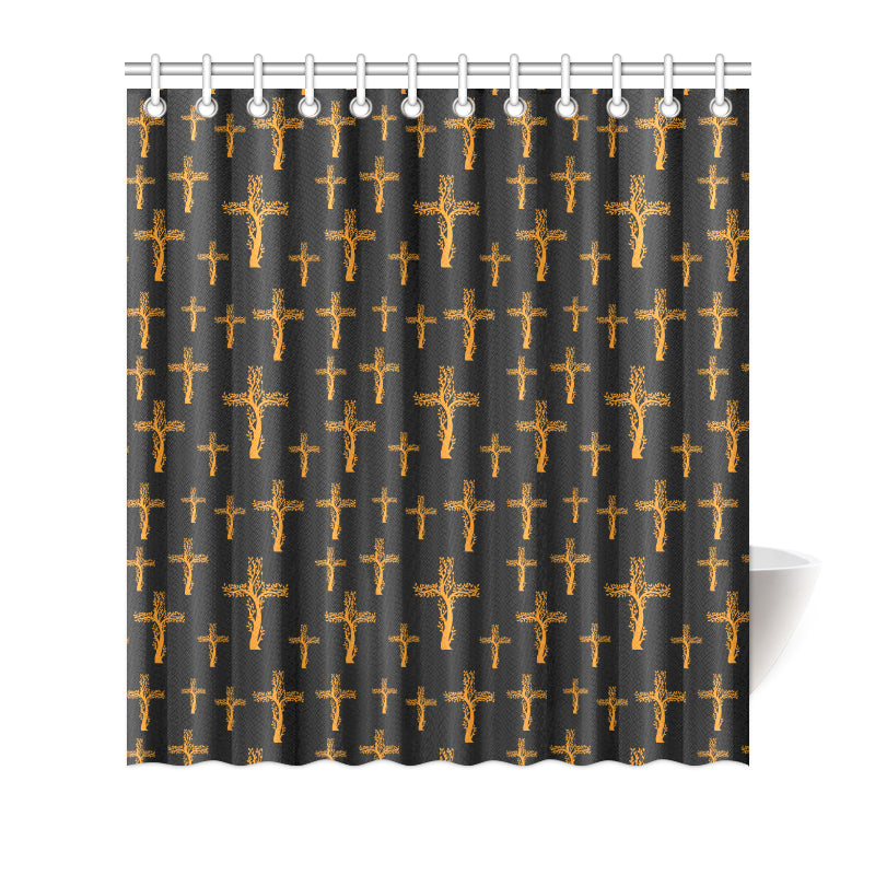 Christian Tree of Life Cross Design Shower Curtain